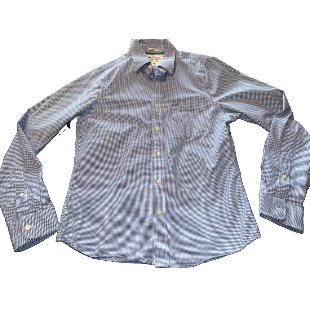 Abercrombie & Fitch Muscle Blue Cotton Button-Up Shirt M Button-Down